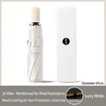 Ivory white 16-rib folding umbrella with black glue sun protection coating - [16-rib Double-rib + Reinforced Version] 8k Fully Automatic Umbrella Ivory White. / Gift Box Not Included
