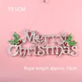 Silver Merry Christmas hanging sign with glitter finish and holly berry accents - 19.5cm Silver with Lanyard