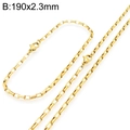 Set collana e bracciale a catena a scatola dorata in acciaio inossidabile lucido - Collana 45cm / Oro 2,3 mm (Chiusura a Moschettone)