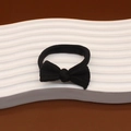 Elastic black bow hair tie made of textured corduroy fabric for high ponytail styling - 【1Pc No Pack】Bowknot Seamless - Black