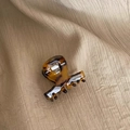 Elegant tortoiseshell acetate hair claw clip with Barrette La France text detail - Dark Tortoiseshell