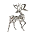 Silver low-poly geometric deer brooch pin with modern metallic finish for Christmas - Shiny Silver Deer