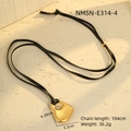 Detailed size specifications for heart pendant necklace with black leather cord - Gold Heart Lock Pendant Leather Cord (NMSN-E314-4)