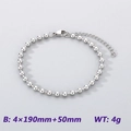 Polished silver stainless steel 4mm bead chain bracelet with adjustable lobster clasp - Round Bead Chain - Steel Color