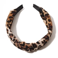 Classic leopard print wide headband featuring a stylish top knot and vintage fabric finish - Light Coffee