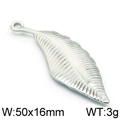 Edelstahl-Blattanhänger in Silber für Halsketten, Größe 50x16mm und Gewicht von 3g - Große silberne Feder (KLJ5785-Z) / 50x16mm