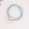 Bohemian multilayer shell bracelet with blue crystal beads and golden metal accents - 4# Blue Shell