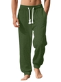 Pantalon de jogging vert pour homme avec motif tissé et cordon de serrage blanc - Vert Militaire