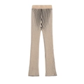 Women's beige and black striped knit trousers with ribbed texture and loose casual fit - S / Bottoms / Beige Black Striped