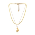Double-layered golden stainless steel necklace with silhouette pregnancy pendant for mothers - Gold