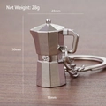 Miniature 3D moka pot keychain in polished metal finish for coffee lovers, net weight 28g - Moka Pot (Silver)