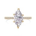Elegant gold marquise-cut stone ring with side diamonds on a high-polish band - US 5 / Marquise Cut / Gold