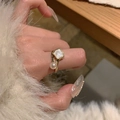 Elegant gold S925 silver ring featuring an irregular shell inlay and a single pearl detail - Shell Artificial Pearl Style (J3996)