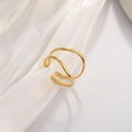 Adjustable golden double-layer cross ring with polished irregular geometric design - 18K Gold Plated Double Cross Line
