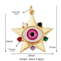 Goldener Sternanhänger mit rosa Evil Eye und bunten Steinen, Schmuckanhänger 26x31mm - Rosa Stern-Augen-Anhänger