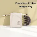 Green sandalwood scalp massage comb with a lotus print linen pouch, weighing 40 grams - Sandalwood - 5-Finger Ball (With Bag)