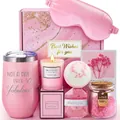 Pink Spa Gift Set featuring a fabulous tumbler, scented candle, and bath bomb in a gift box - 21*21*10 / Pink