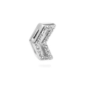 Silver V-shaped slider bead with sparkling crystals for 10mm DIY mesh bracelets - V-Shape Style / Rectangular Hole 10*2mm / Silver