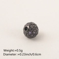 Copper bead with purple and black cubic zirconia stones for DIY jewelry making - 6MM Purple Zirconia Gun Black Plated