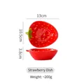 Creative strawberry shaped ceramic dish with red glaze and green leaf detail, 13cm size - Strawberry Small Dish