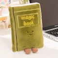 Cute olive green plush magic book toy with yellow embroidery and tiny brown corduroy feet - Green Book (Magic Book) / 24cm