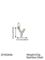 Letter Y silver stainless steel pendant with micro-paved white zircon stones - Letter Y / Steel