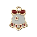 Ciondolo a campana di Natale con fiocco rosso e bordo dorato per gioielli DIY - Campana di Natale Bianca (14275) / 1 Pezzo (14x17mm)