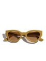 Retro mustard yellow cat-eye sunglasses with brown lenses for men and women - Tea Frame Light Tea Lens