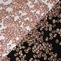 Pink tulip petal glass beads with gold luster on a stylish black and white background - Purple Gold Powder