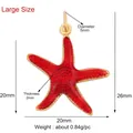 Starfish pendant with red enamel and gold-plated alloy details for beach necklace - Large Red Starfish