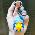 Simpatico portachiavi a forma di gatto bianco e blu con pesce giallo luminoso in silicone - Gatto Luminoso - Nero