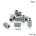 Set di 10 perline distanziatrici cilindriche in acciaio inox con scanalature da 9 mm - Stile Tondo Scanalato (KLJ2319-Z)