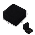 Detail of a 9x9x4cm square black velvet jewelry box showing both closed and open views - Medium Pendant Box / Black