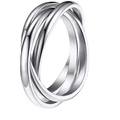 Detail view showing three interlocking titanium steel bands with polished and brushed finish - US 5 / Silver