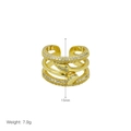 Detail view of gold snake ring with zircon inlay showing 15mm height and 7.9g weight - Snake Open Style (DR240905-A)