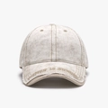 Casquette baseball beige délavée vintage avec texte brodé et bord de visière usé - Réglable / Kaki Lavé (25A210)