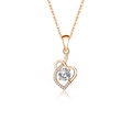 Rose gold S925 silver heart necklace with D color moissanite and round cubic zirconia - Twin Hearts Intertwined (fddz-012) / Rose Gold