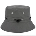 Dark grey outdoor sun bucket hat with adjustable sport drawstring and metal air vents - Adjustable / Gray