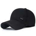 Men's winter baseball cap in black textured fabric with sport tag and thick lining - Adjustable / Black