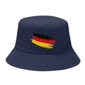 Dark blue cotton bucket hat with German flag paintbrush print and reinforced stitching - M / 10# Graffiti Flag - Navy Blue
