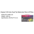 Set of 120-color dual tip watercolor markers in transparent PP storage case - 120 Colors (Black Barrel Hard Box)