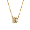 Collana minimalista in acciaio placcato oro 18K con pendente lettera B e cristalli - Oro - Lettera B
