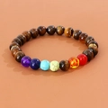 Natural gemstone chakra bracelet featuring tiger eye and colorful beads for daily wear. - Tiger Eye Mixed Colors