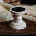 Piccolo candeliere a colonna romana in legno bianco con finitura vintage - Stile A - Piccolo (H10cm)
