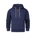 Men's navy blue half-zip hoodie with white drawstrings and front kangaroo pocket - Navy Blue