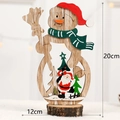 Wooden Christmas snowman tabletop decor with Santa carvings, 12x20cm festive ornament - Dancing Snowman Santa Claus Style
