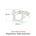 DIY S925 sterling silver ring mount with cubic zirconia for 10x12mm oval gemstones - Platinum Plated (10*12mm)