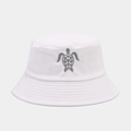 White canvas bucket hat with detailed sea turtle embroidery for summer sun protection - White / M (56-58cm)