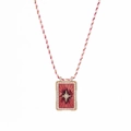 Collar tarot bohemio con colgante de estrella roja y cordón trenzado rosa moderno - Estrella púrpura de ocho puntas