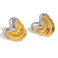 Herz-Ohrstecker in Gold und Silber, 18K vergoldet mit gedrehtem geometrischem Design - Zweifarbig